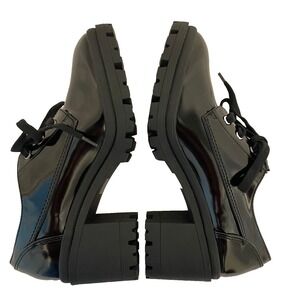 Jelly‎ Pop Black Women's Patent Leather Chunky Heel Lace-Up Shoes - Size 8